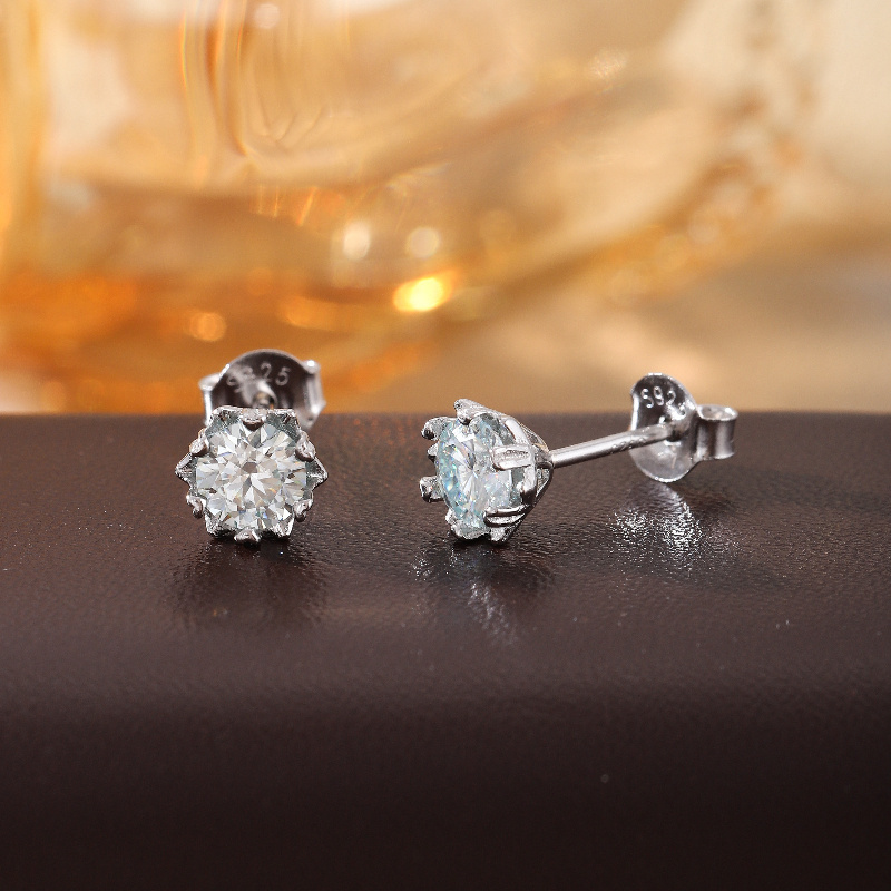 Women's Stylish Snowflake Moissanite Stud Earrings, Holiday Gift